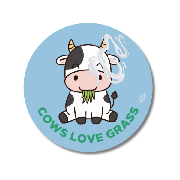 Cows Love Grass Round Sticker