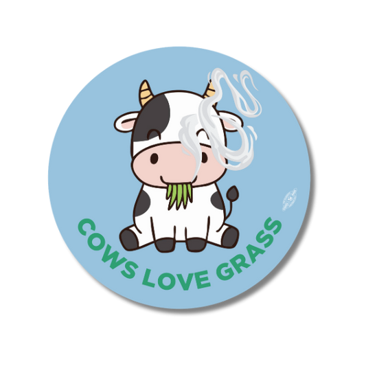 Cows Love Grass Round Sticker