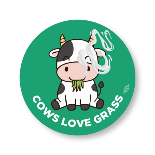 Cows Love Grass Round Sticker